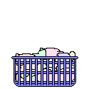 Cat in laundry basket animation