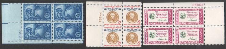 Example plate blocks Scott 1029-1213